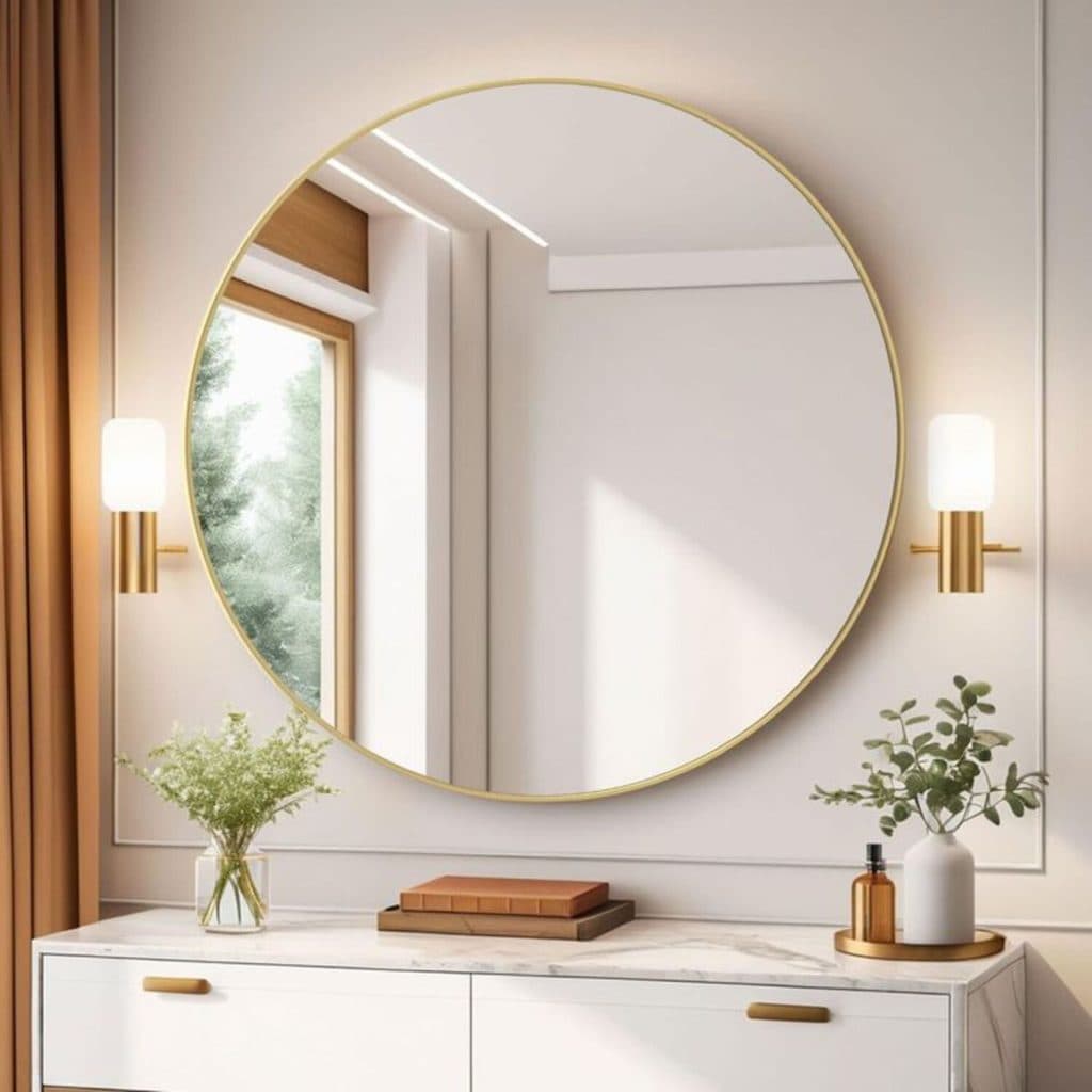 مرايا كادر حديد متين ذهبي 70×70 cm doré